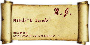 Mihók Jenő névjegykártya